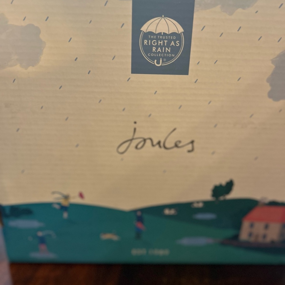 Brand new in a box girls rain boots by Joules. Pink/purple with flowers